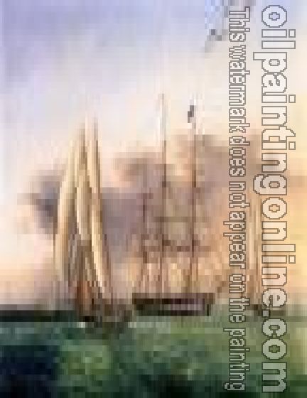 James E Buttersworth - Ships off Castle Garden
